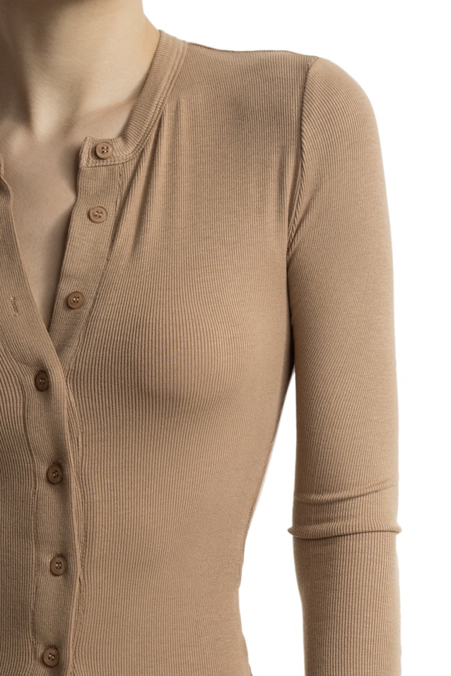 HENLEY BODYSUIT - DARK TAN