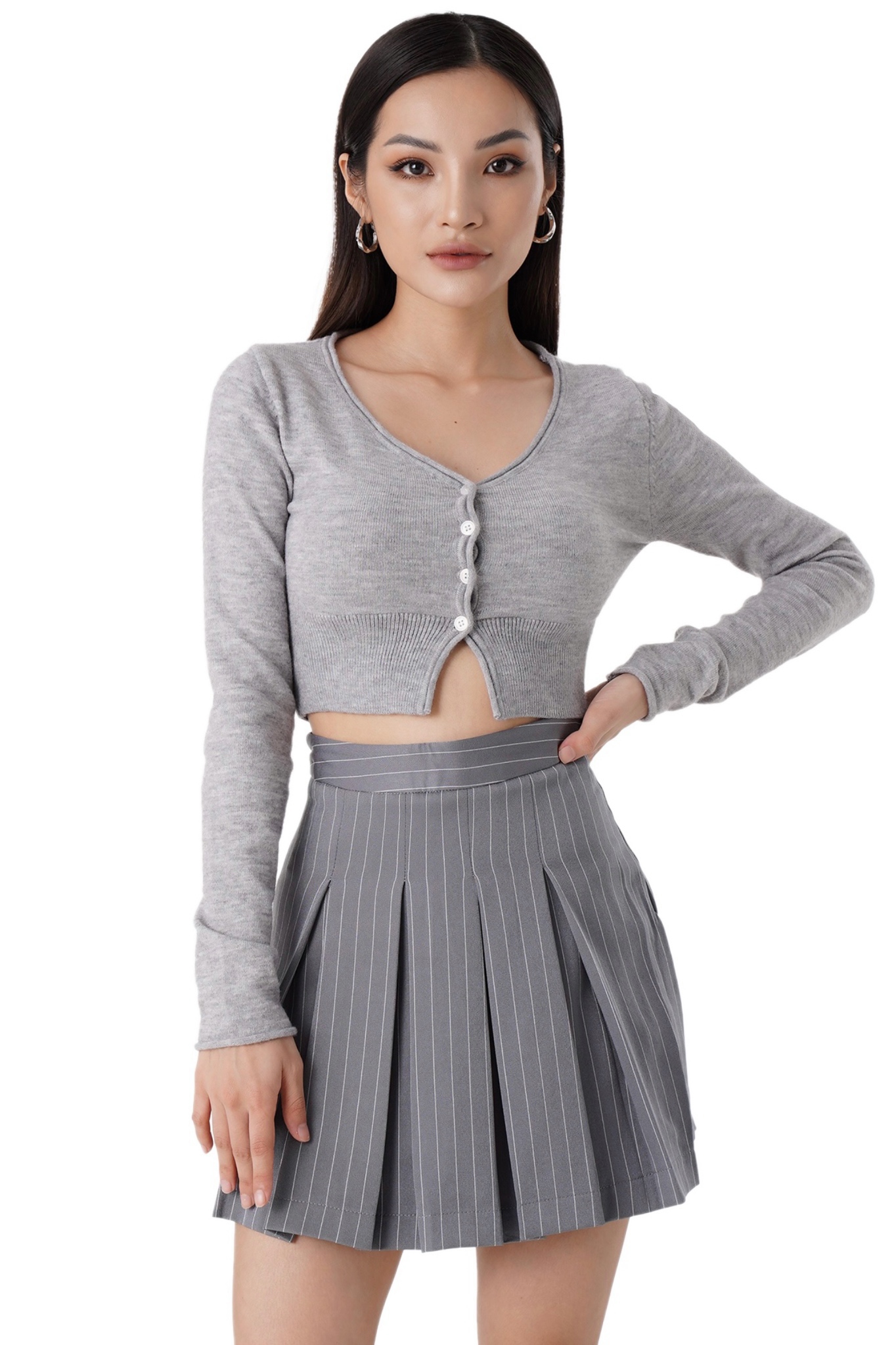 ISABEL KNIT TOP - GREY