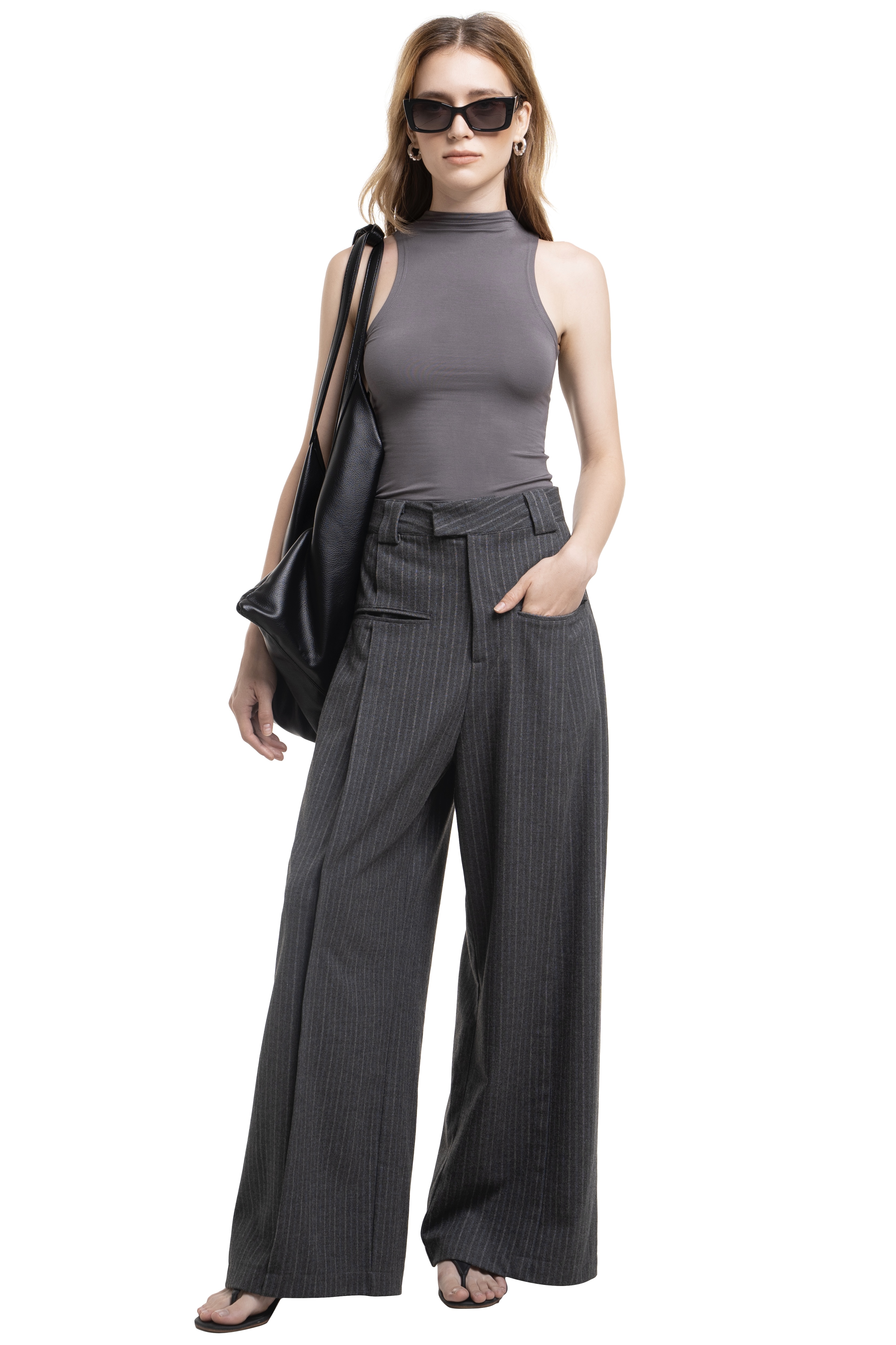 CLAIRE PANT - GREY STRIPED 