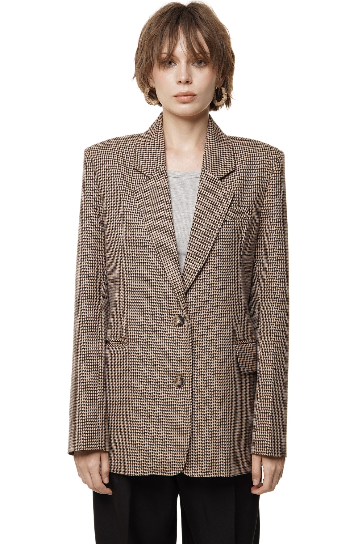 CLAUDE BLAZER - BROWN HOUNDSTOOTH