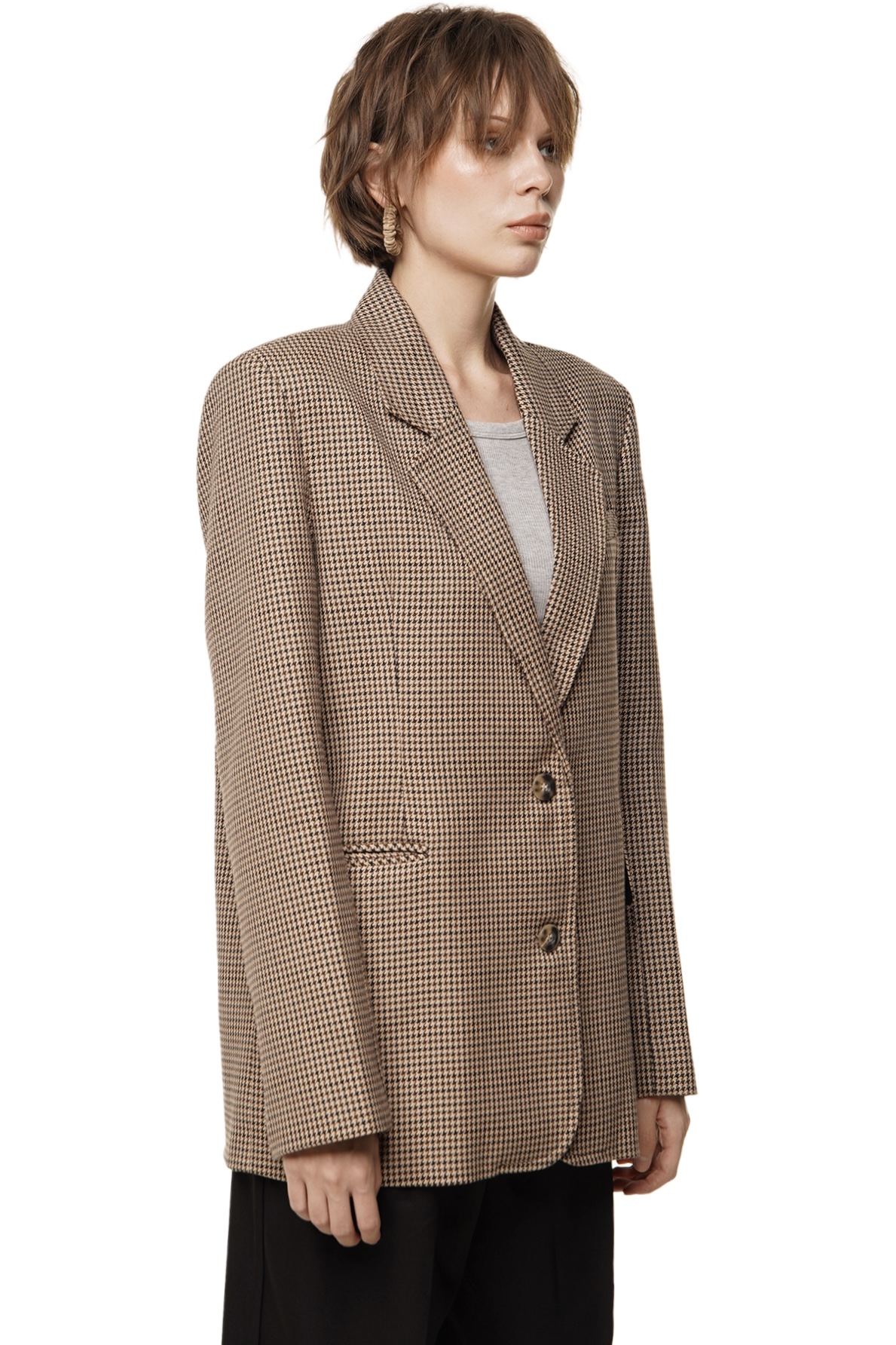 CLAUDE BLAZER - BROWN HOUNDSTOOTH