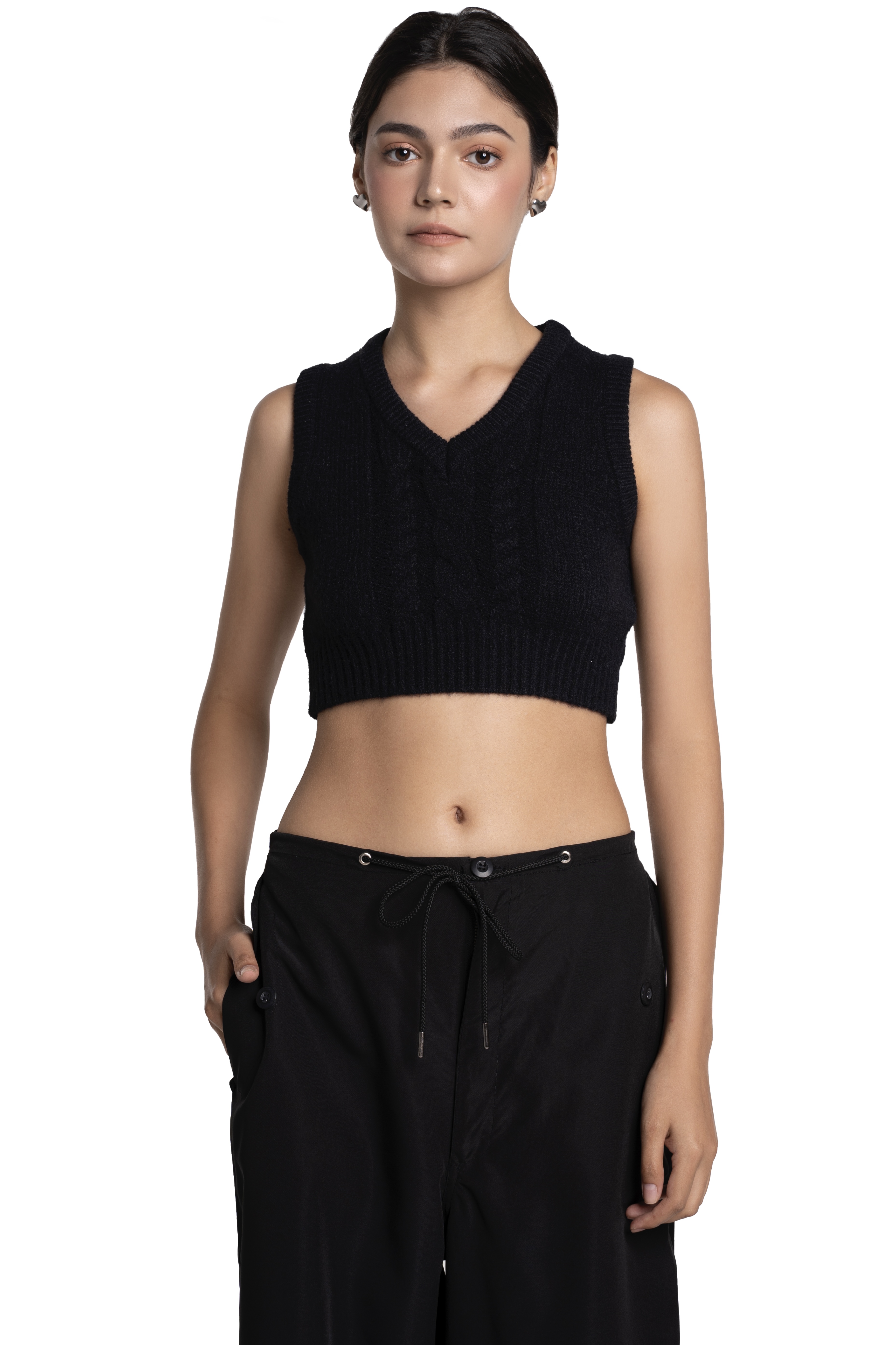 OXFORD KNIT VEST - BLACK