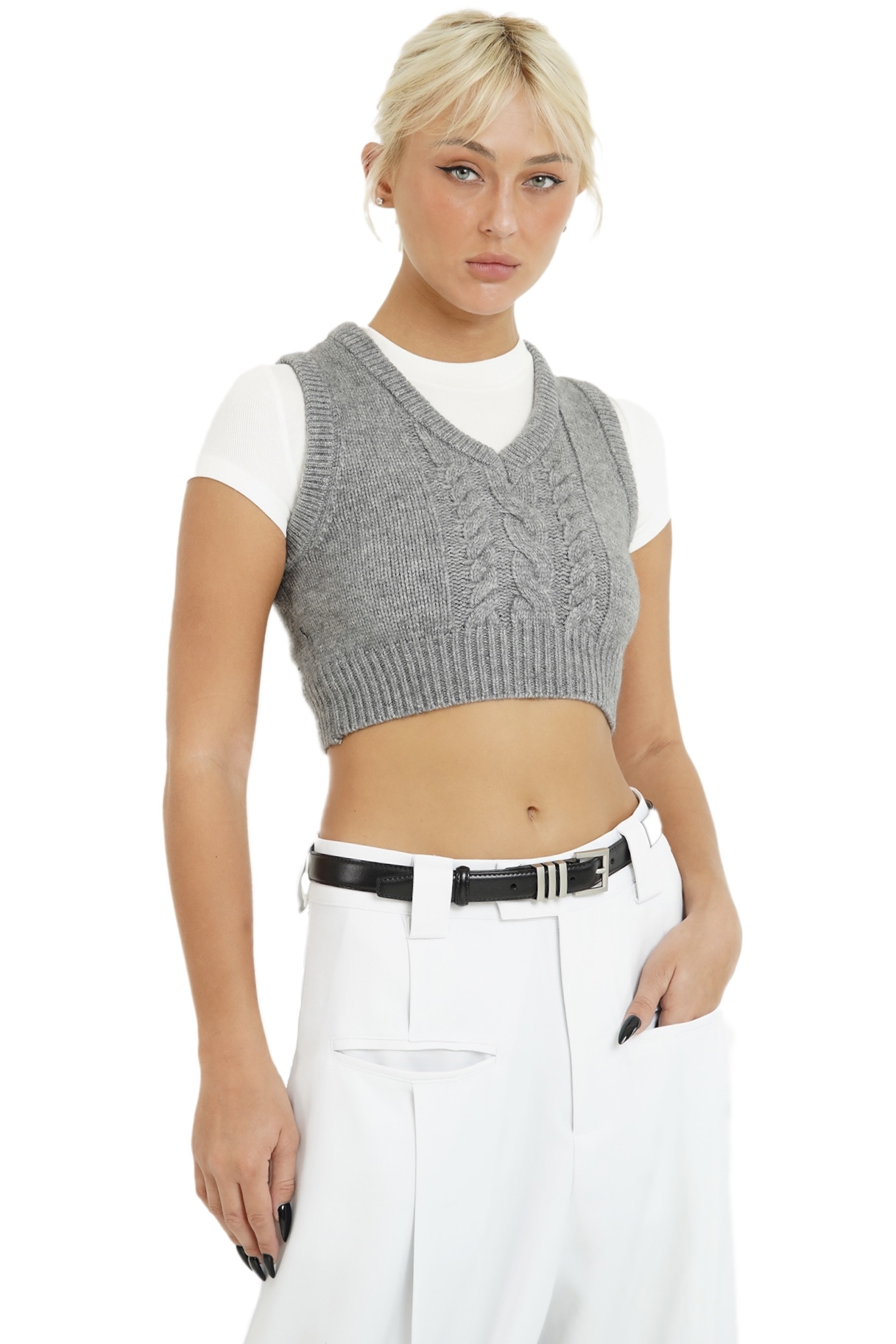 OXFORD KNIT VEST - GREY