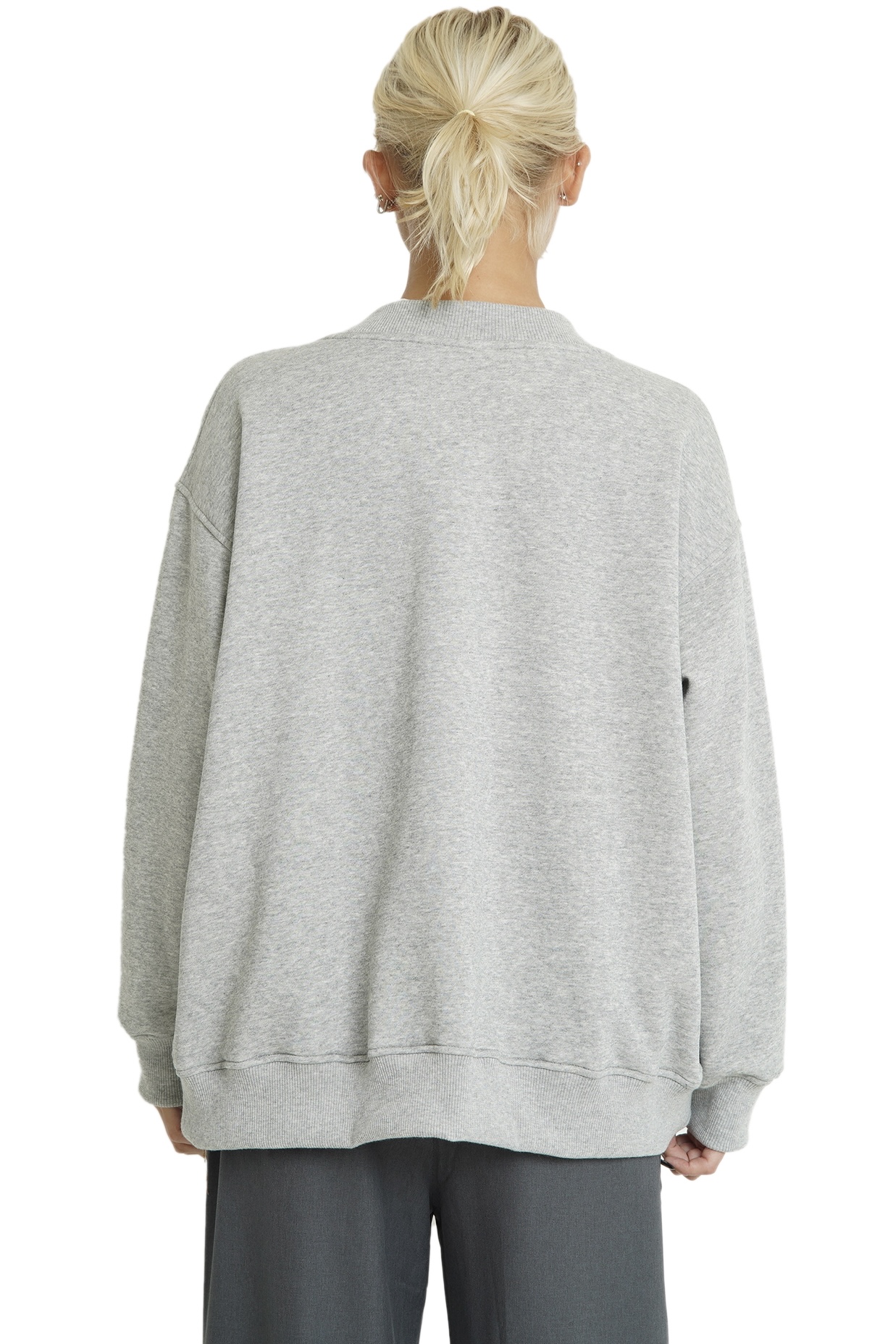 V NECK SWEATSHIRT - GREY