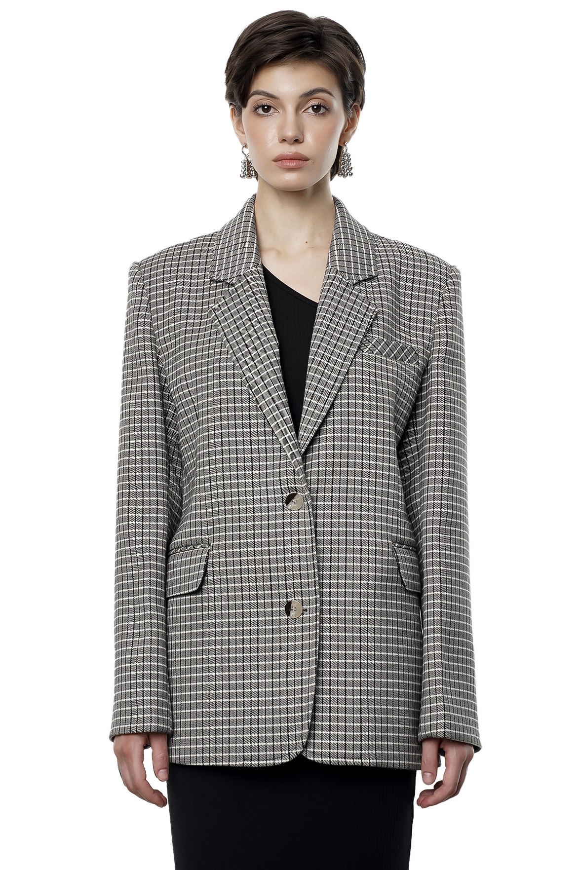 CLAUDE BLAZER - BLACK AND OFF WHITE PLAID