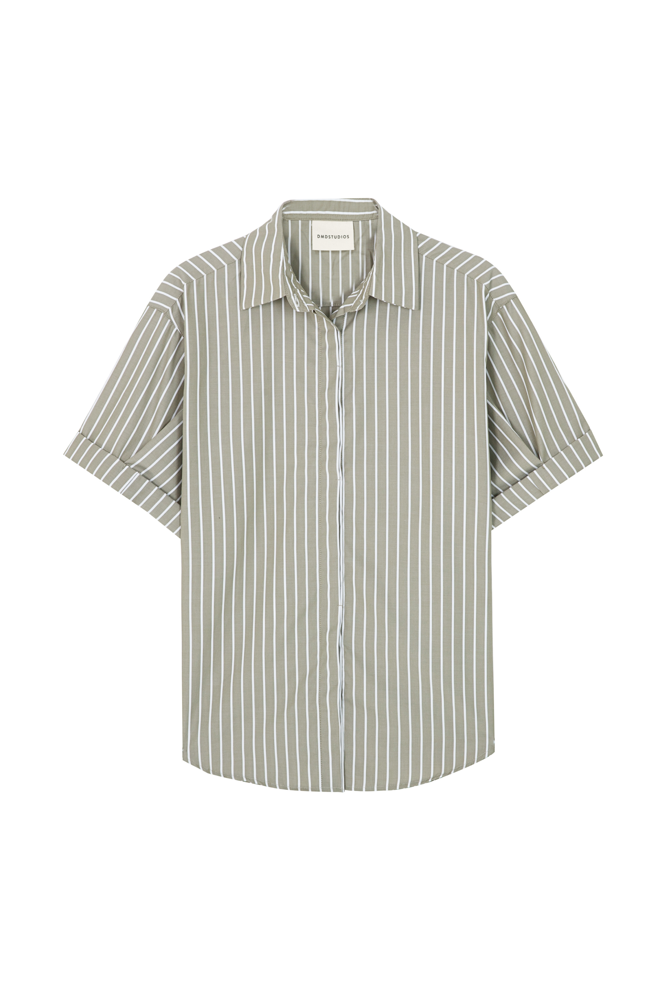 MIKA SHIRT - GREEN AND WHIITE STRIPE