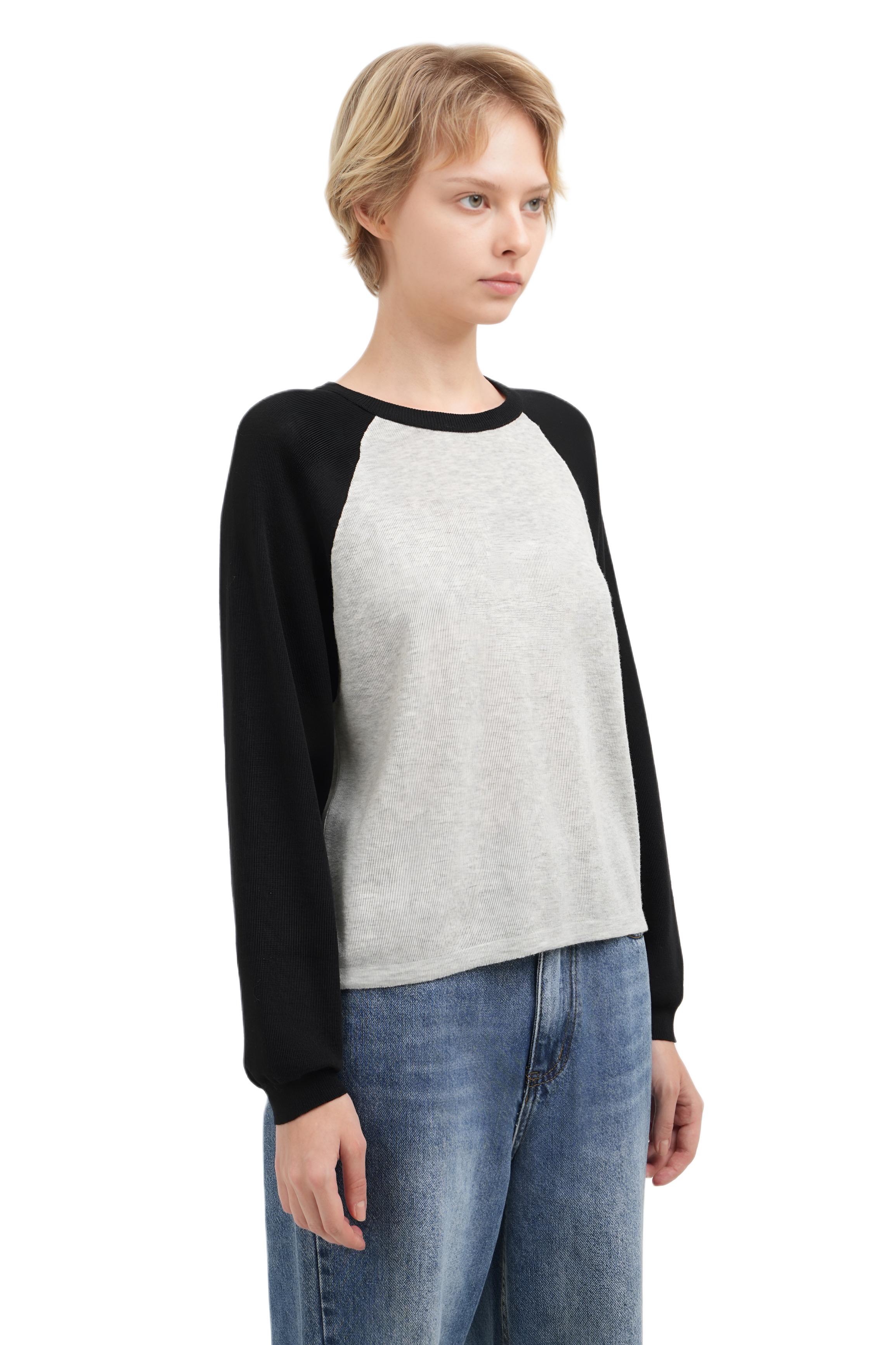 RAGLAN KNIT TOP - BLACK