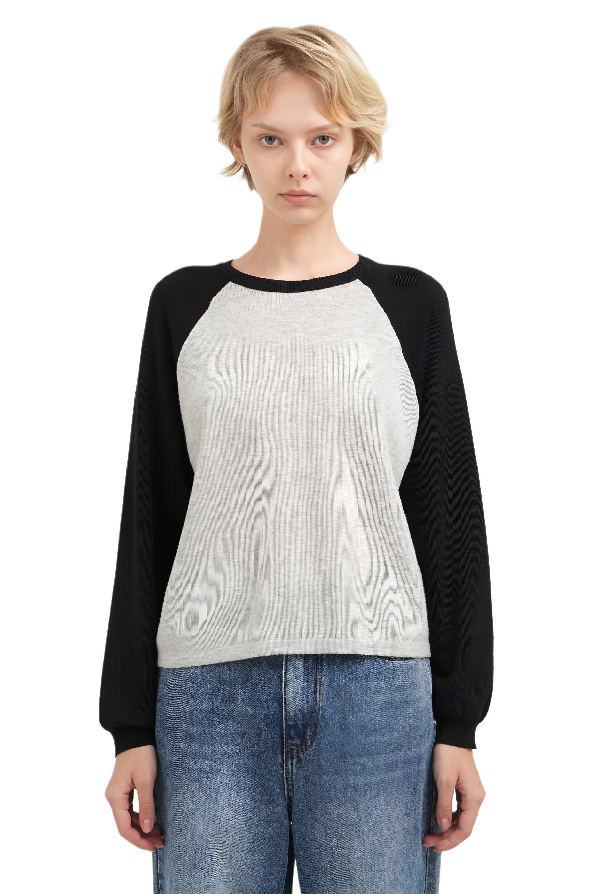 RAGLAN KNIT TOP - BLACK