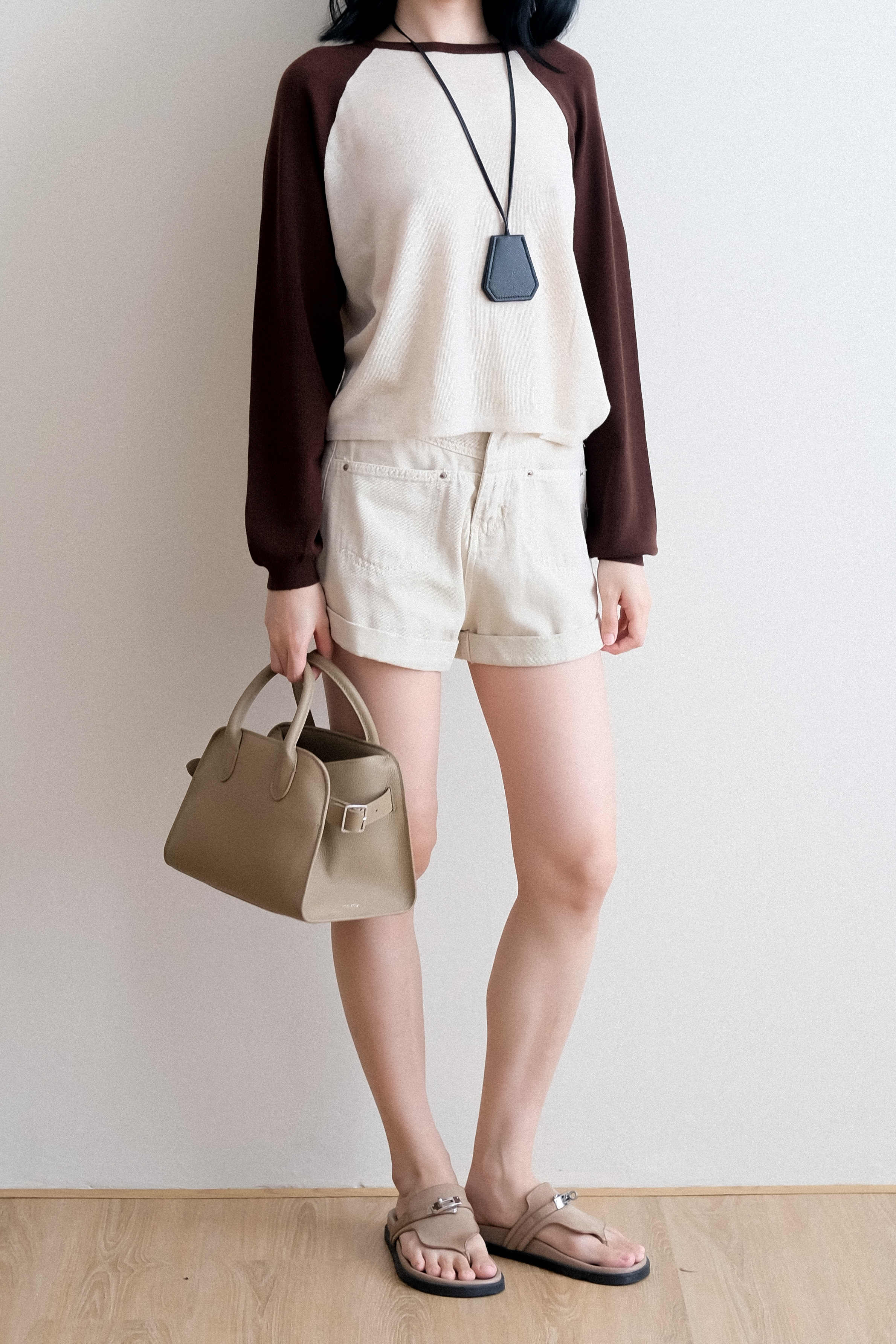 RAGLAN KNIT TOP - BROWN