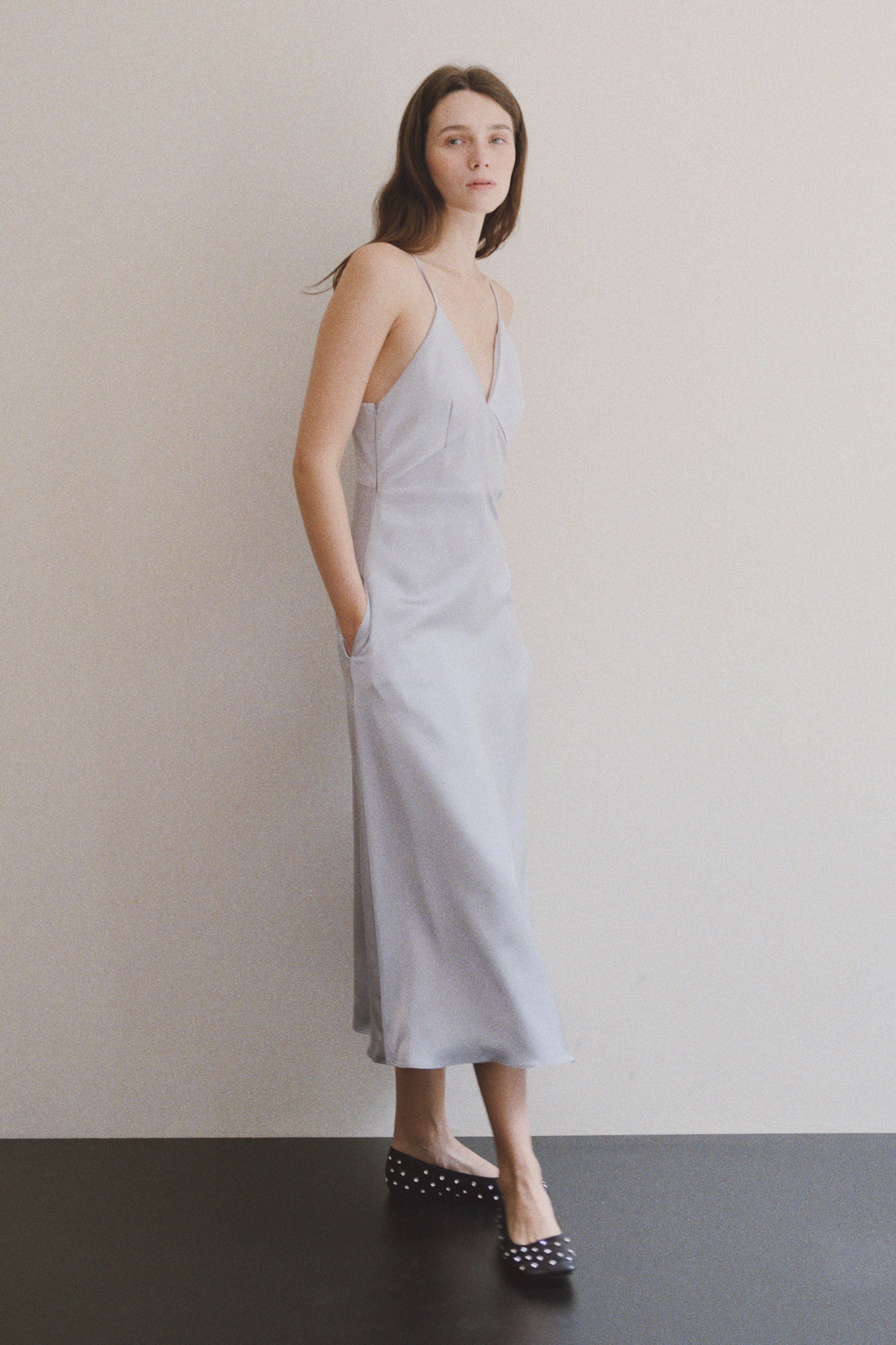 SLIP DRESS - TRIDENT GREY