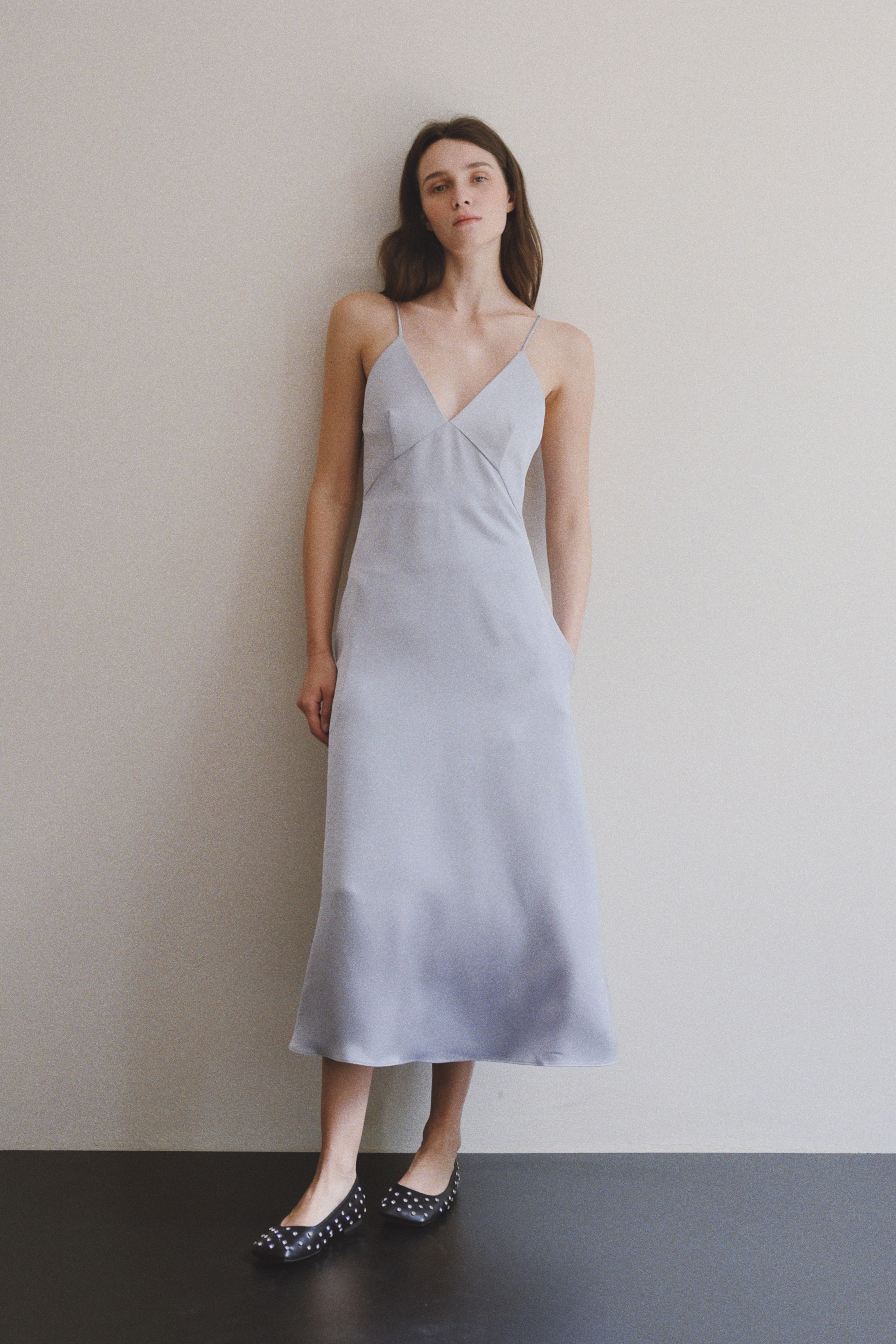 SLIP DRESS - TRIDENT GREY